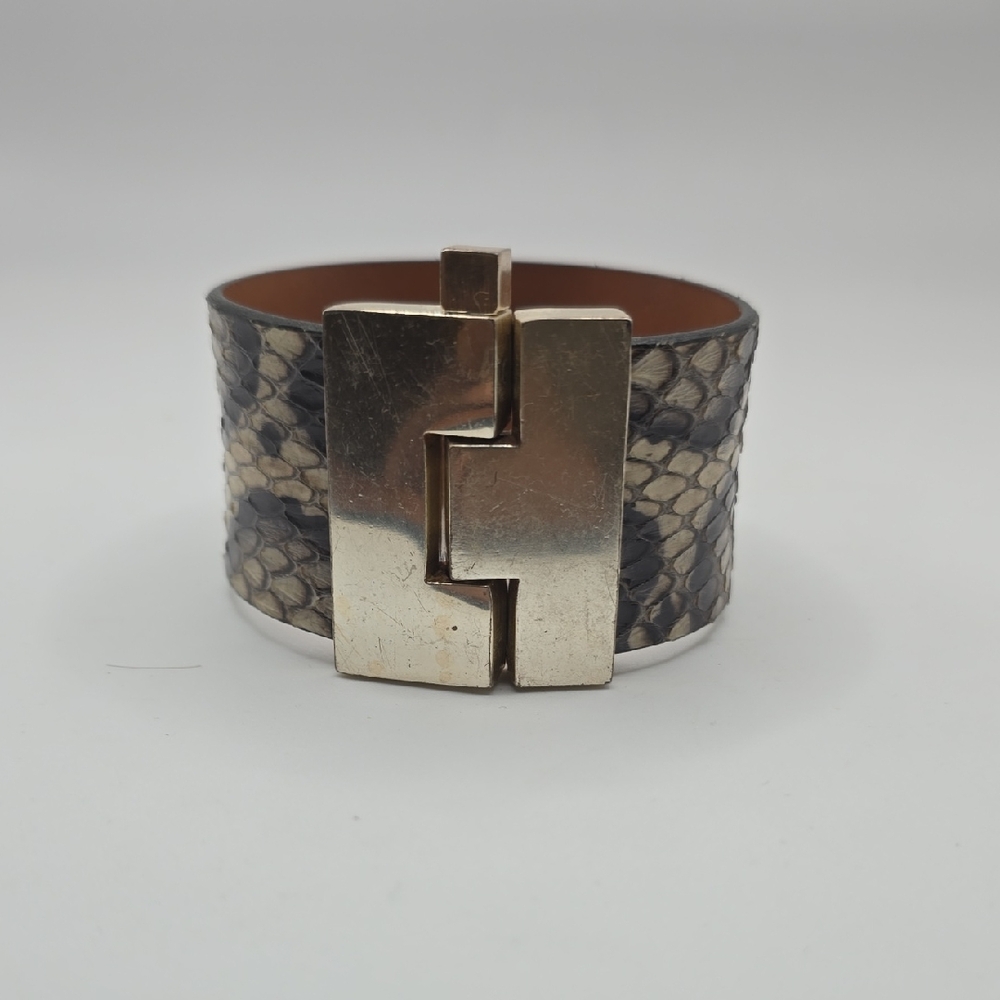 Leigh Elena Python Skin Cuff Bracelet - image 1